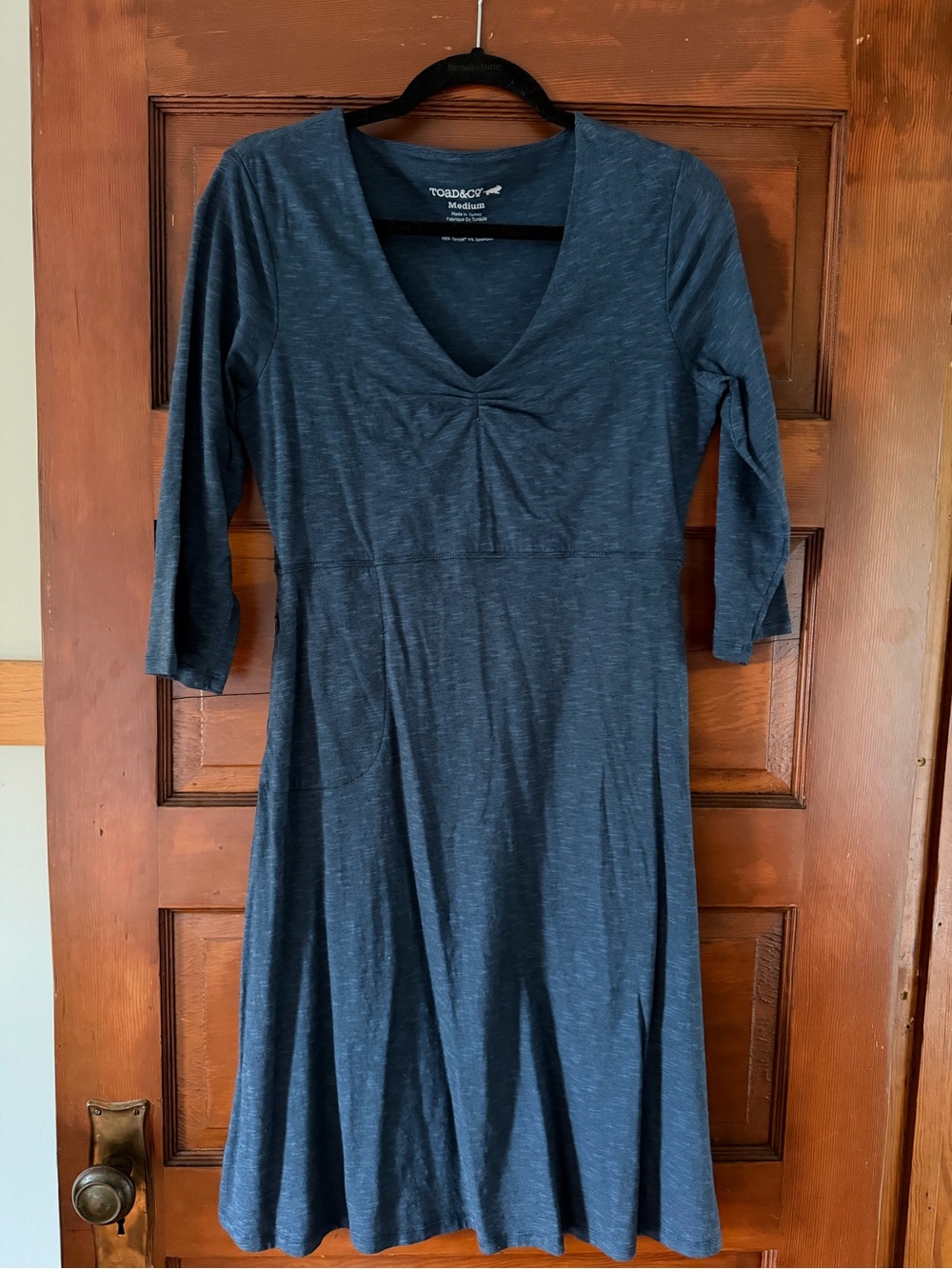 Toad&Co Navy V-Neck 3/4 Sleeve A-Line Dress